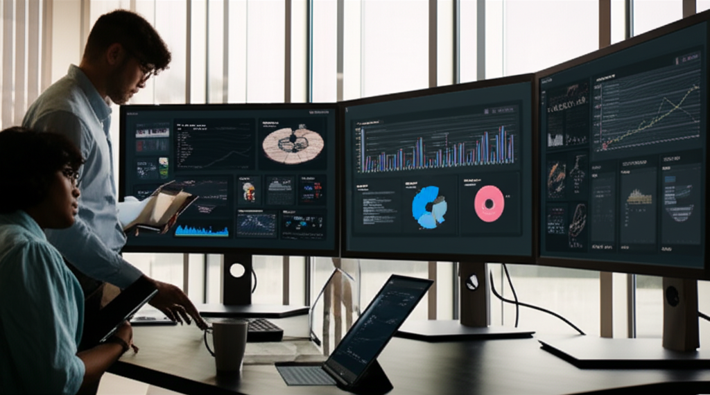 Marketing team analyzing competitive intelligence